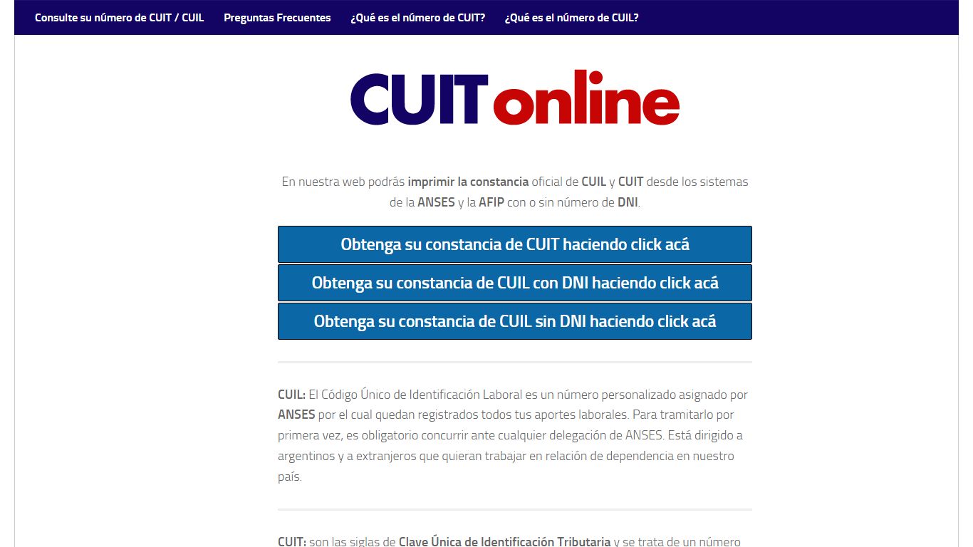 Obtenga su constancia de CUIT / CUIL online | AFIF - ANSES