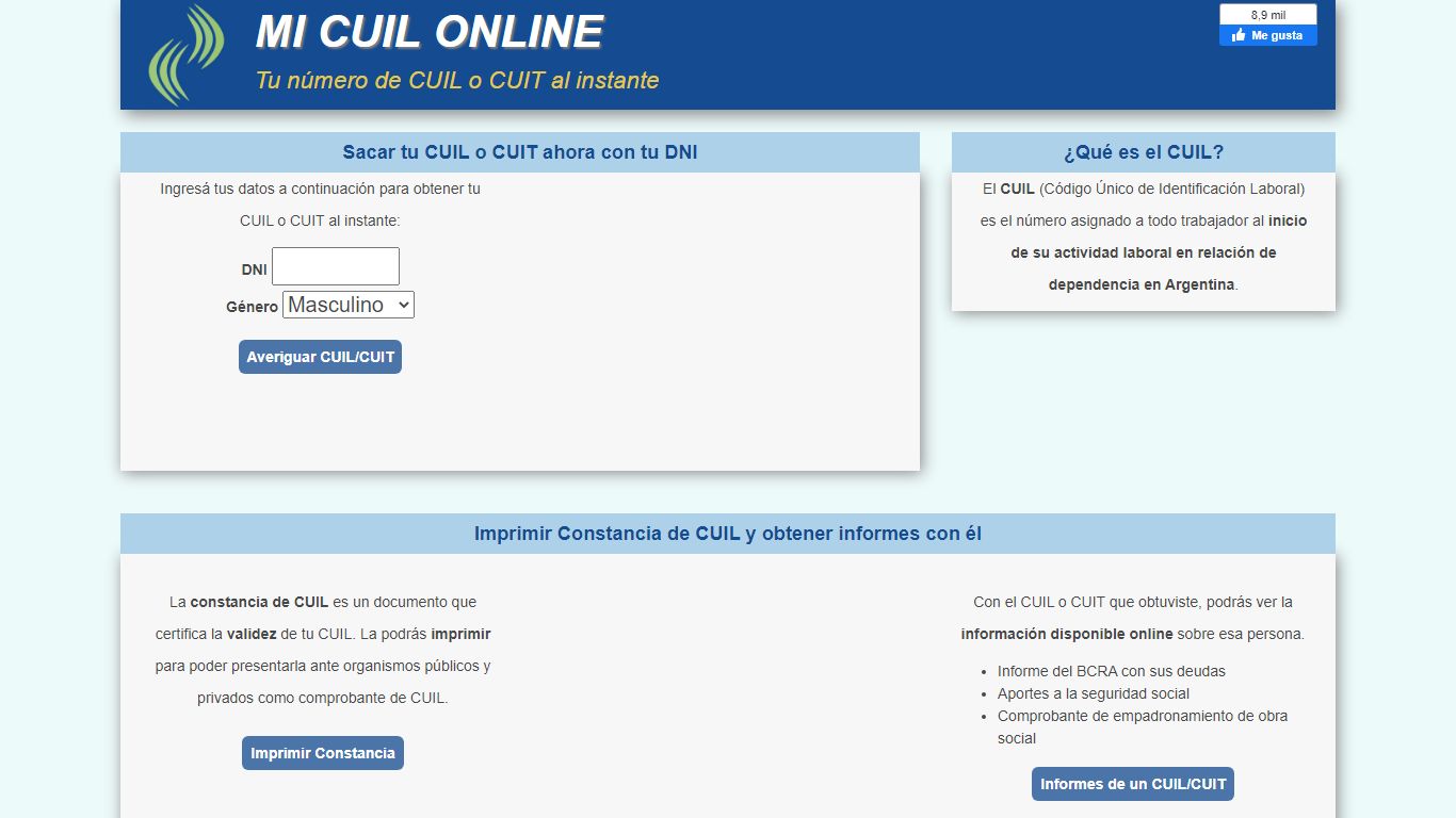 Mi CUIL / CUIT Online | Averiguar el número de CUIL o CUIT