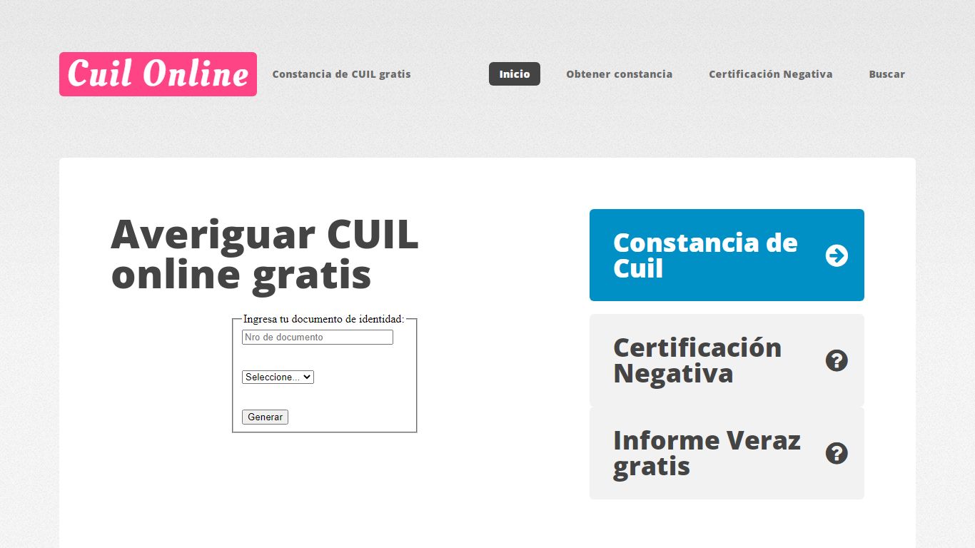 CUIL ONLINE - Constancia CUIL / CUIT gratis